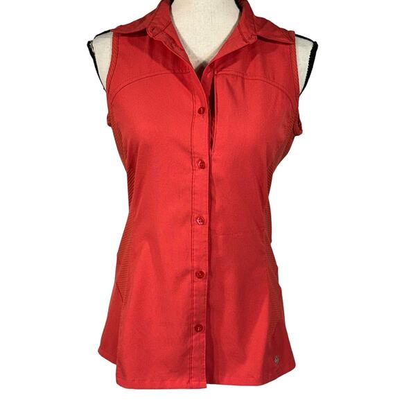 Columbia Small Top Omni-Shade Sleeveless Button-Up Stretch Pocket Collared Vents - Picture 1 of 14